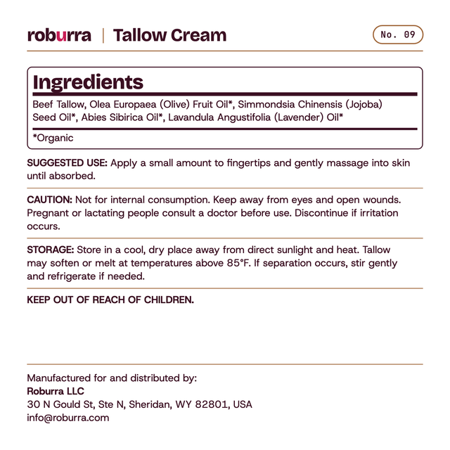 Tallow Cream — Supplement Facts (Blush)