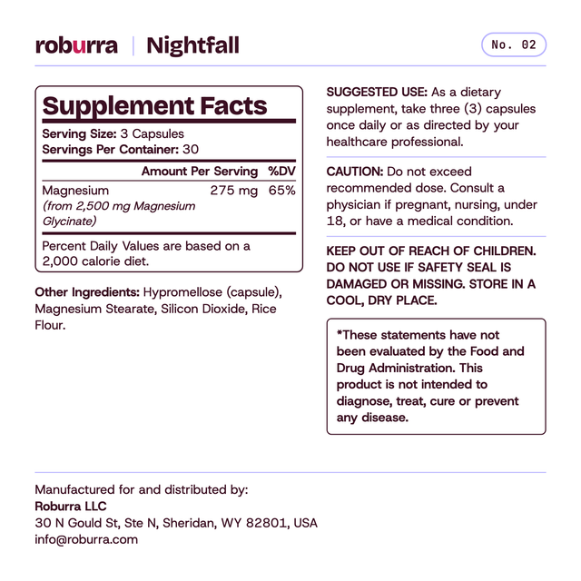 Nightfall — Supplement Facts (Blush)