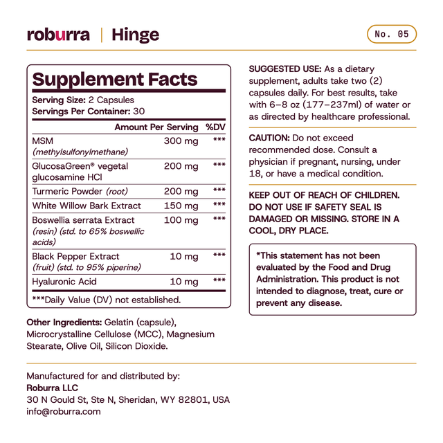 Hinge — Supplement Facts (Blush)
